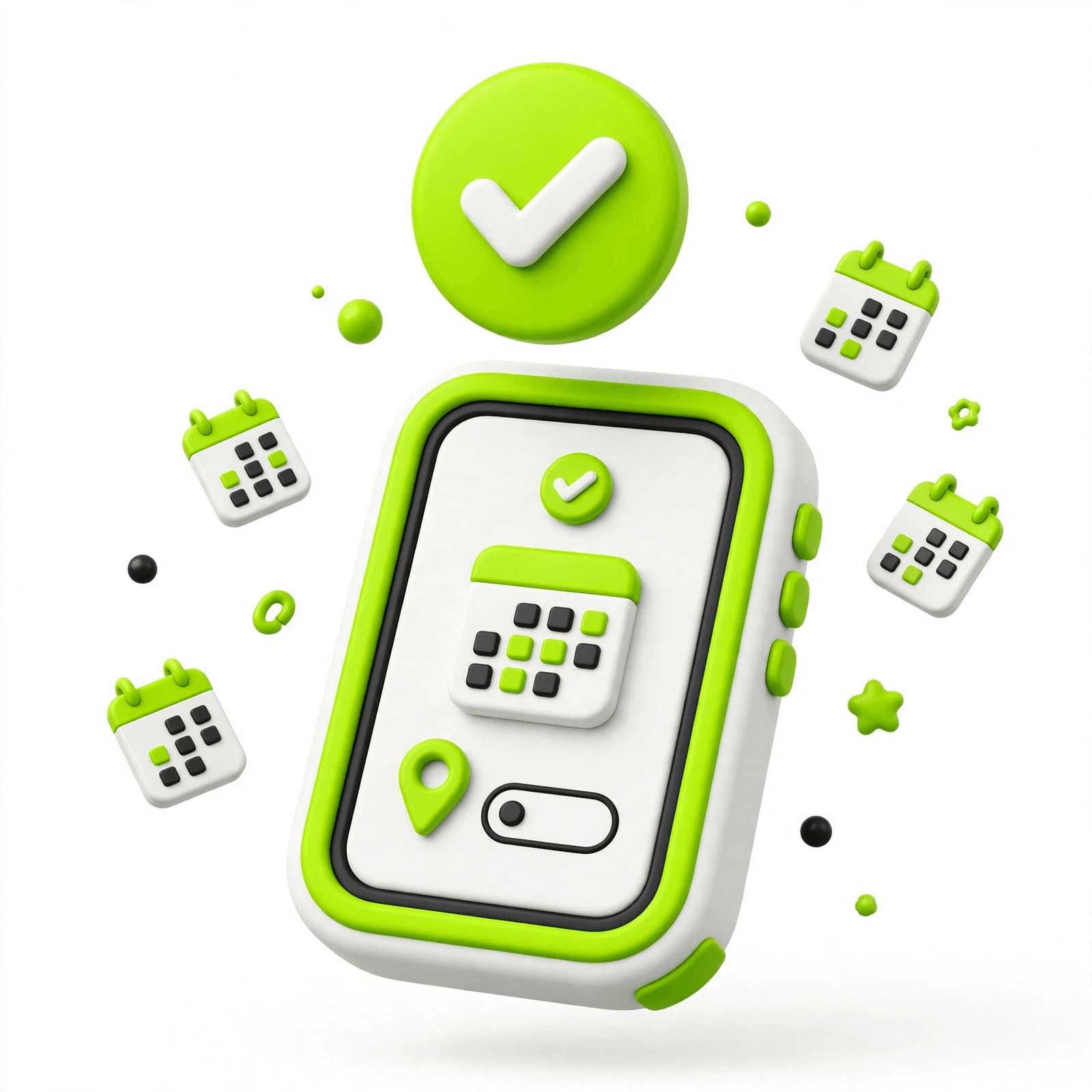 3D illustration of a smartphone showing a booking confirmation
